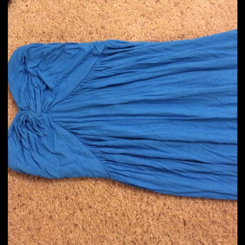 Blue strapless dress