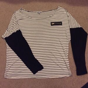 Striped Mid-Sleeve Shirt