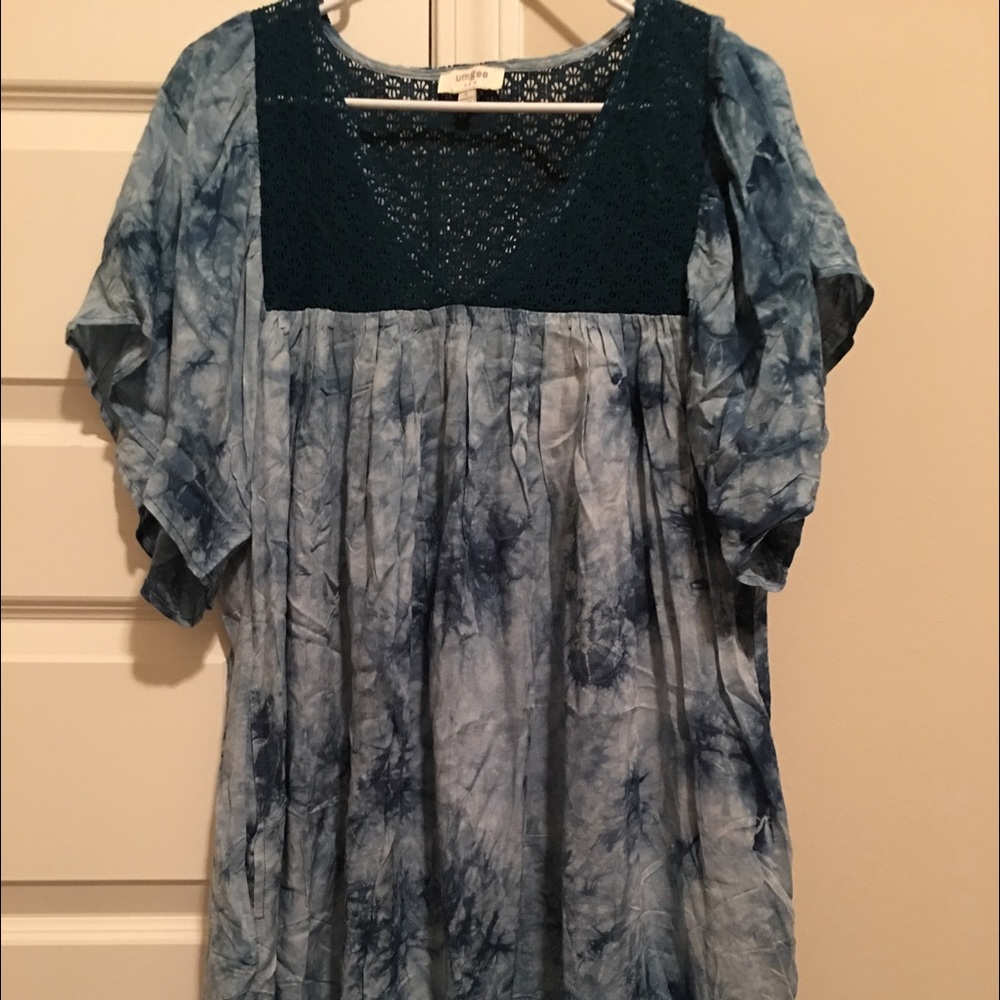 Umgee Large Blue Tie Dye Beach Coverup/Dress