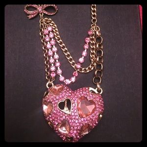 Juicy couture puffed pink crystal necklace