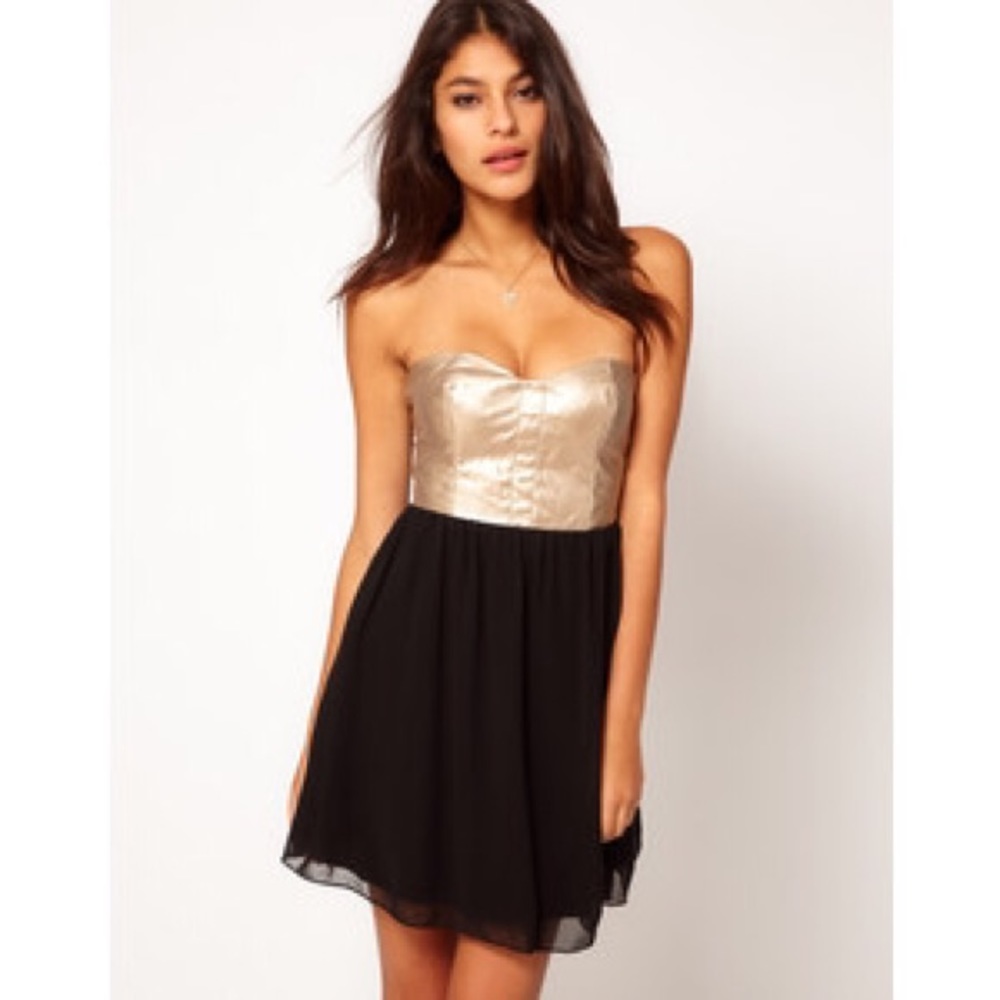 🆕 Metallic Leather Look Bustier Dress NWT