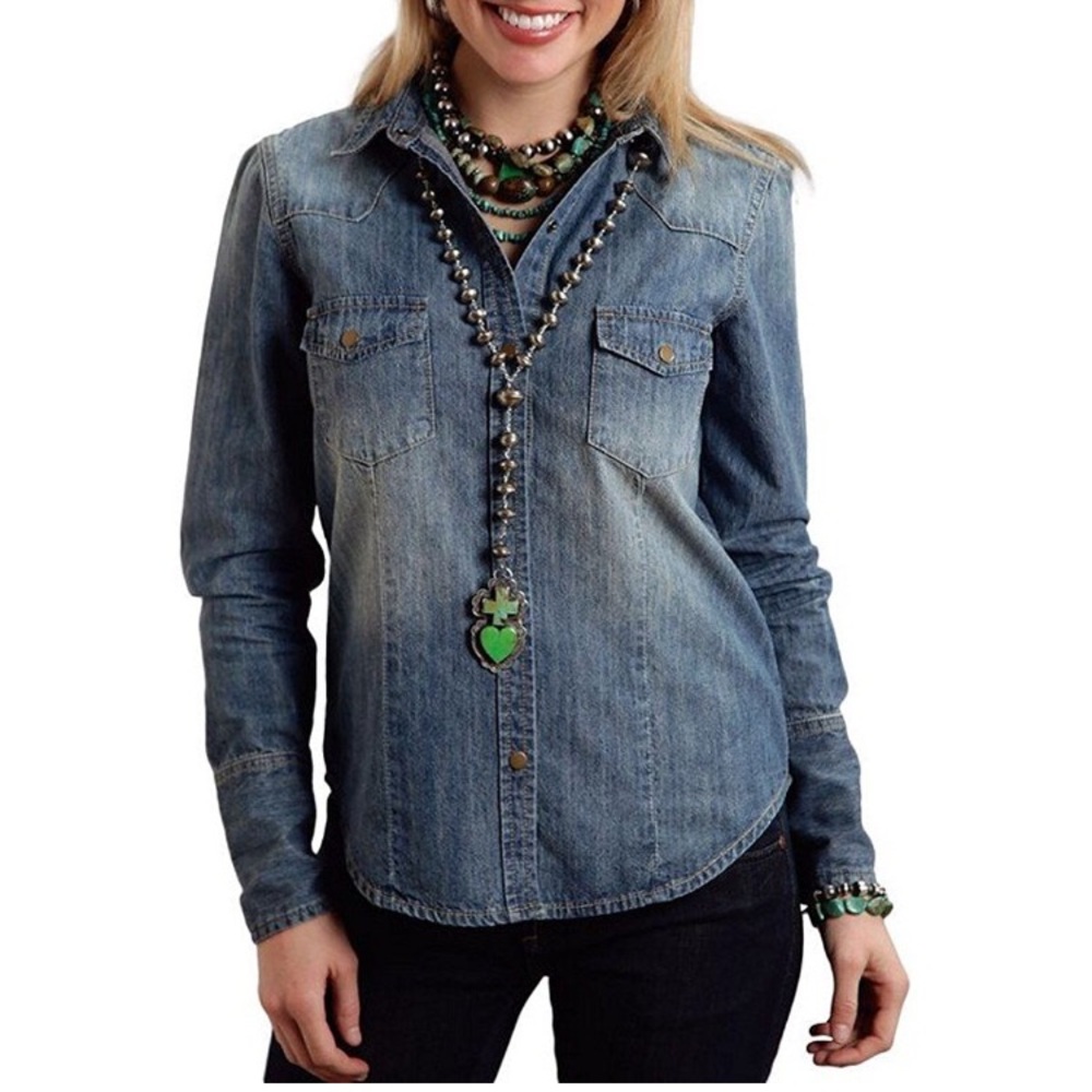 Stetson Women's Jean Button down worn 1x only