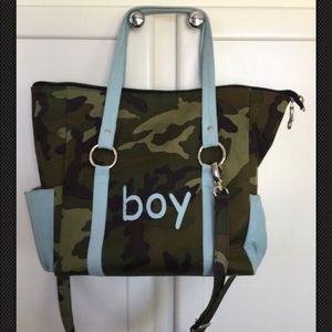 BOLSA BLUE LEATHER BABY BOY DIAPER BAG CAMO Pad