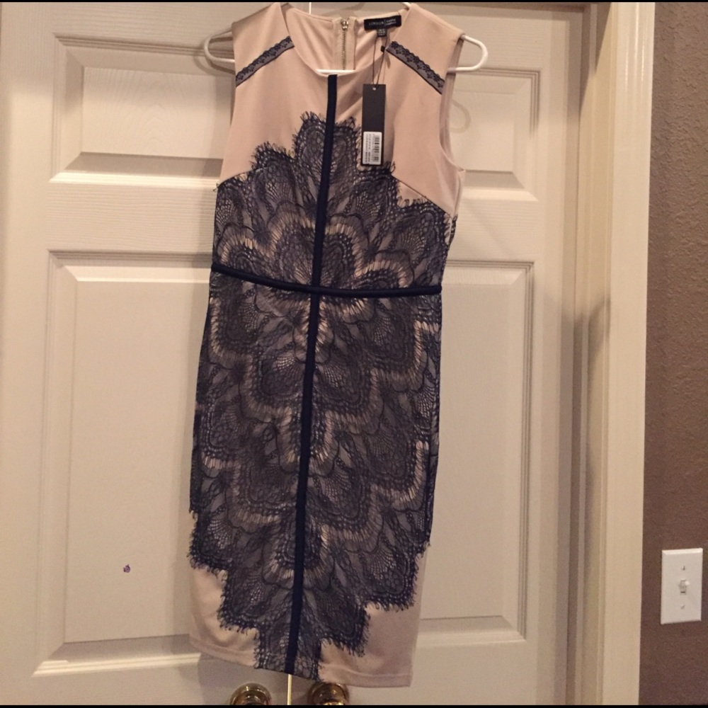 {London Dress Company} Nude and Navy Dress.