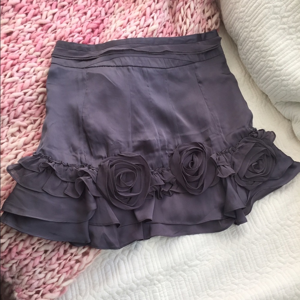 Ryn Flirty Gray Skirt With Flowers at the Bottom
