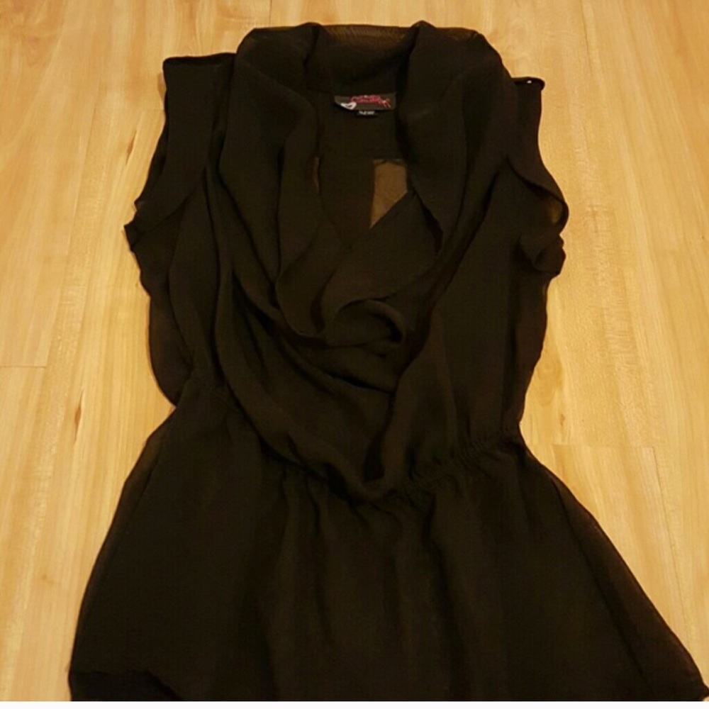 Chiffon Cowl Neck Low Cut Drape Blouse