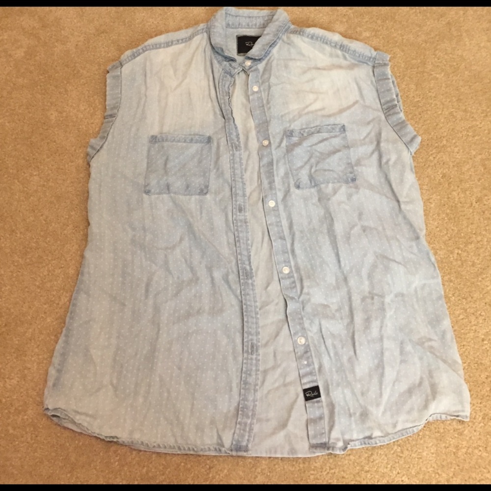 RAILS denim button up with white polkadots