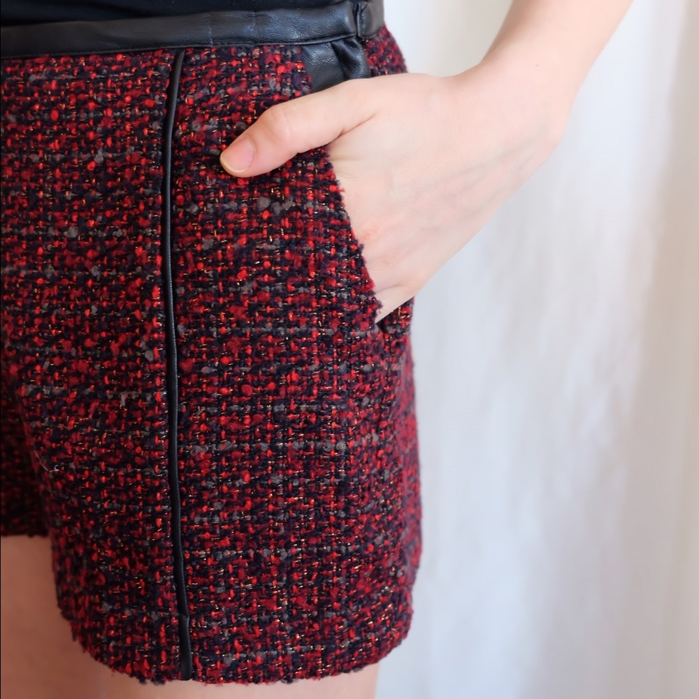 Red tweed shorts with..POCKETS