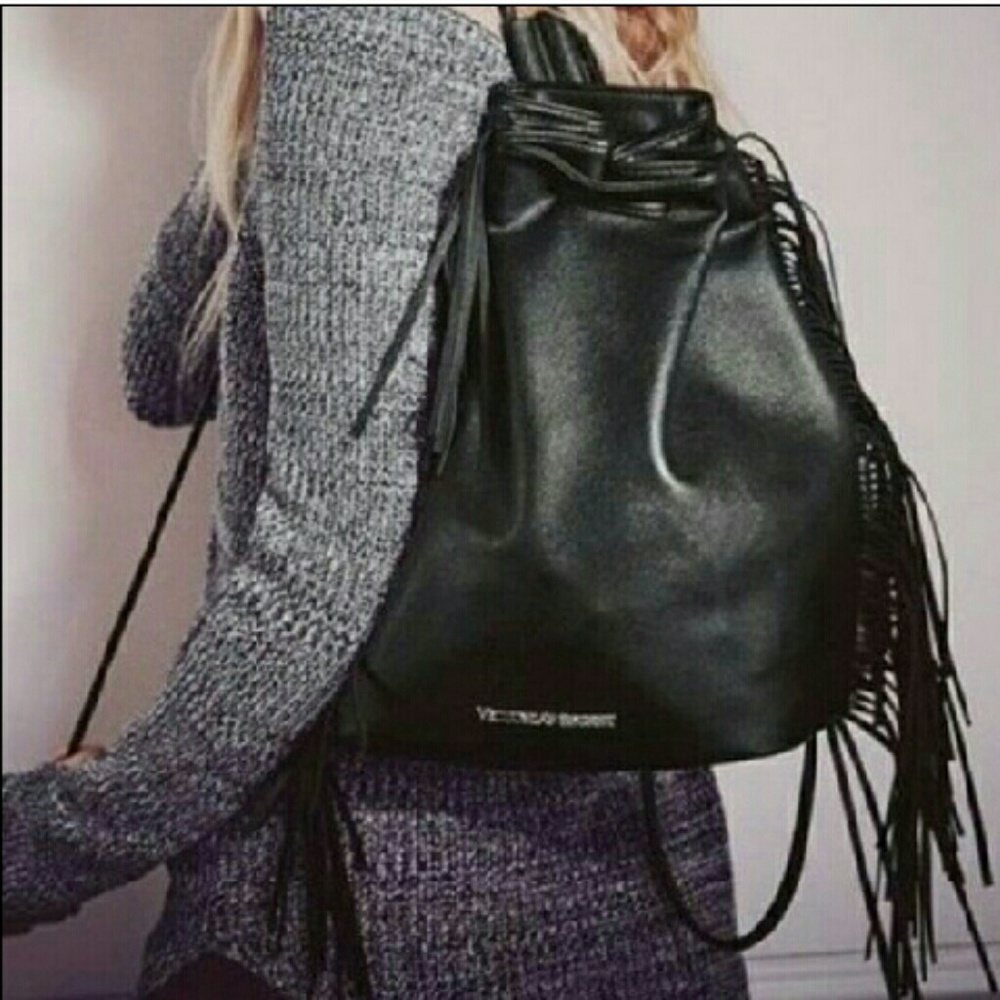 VS faux leather fringe backpack