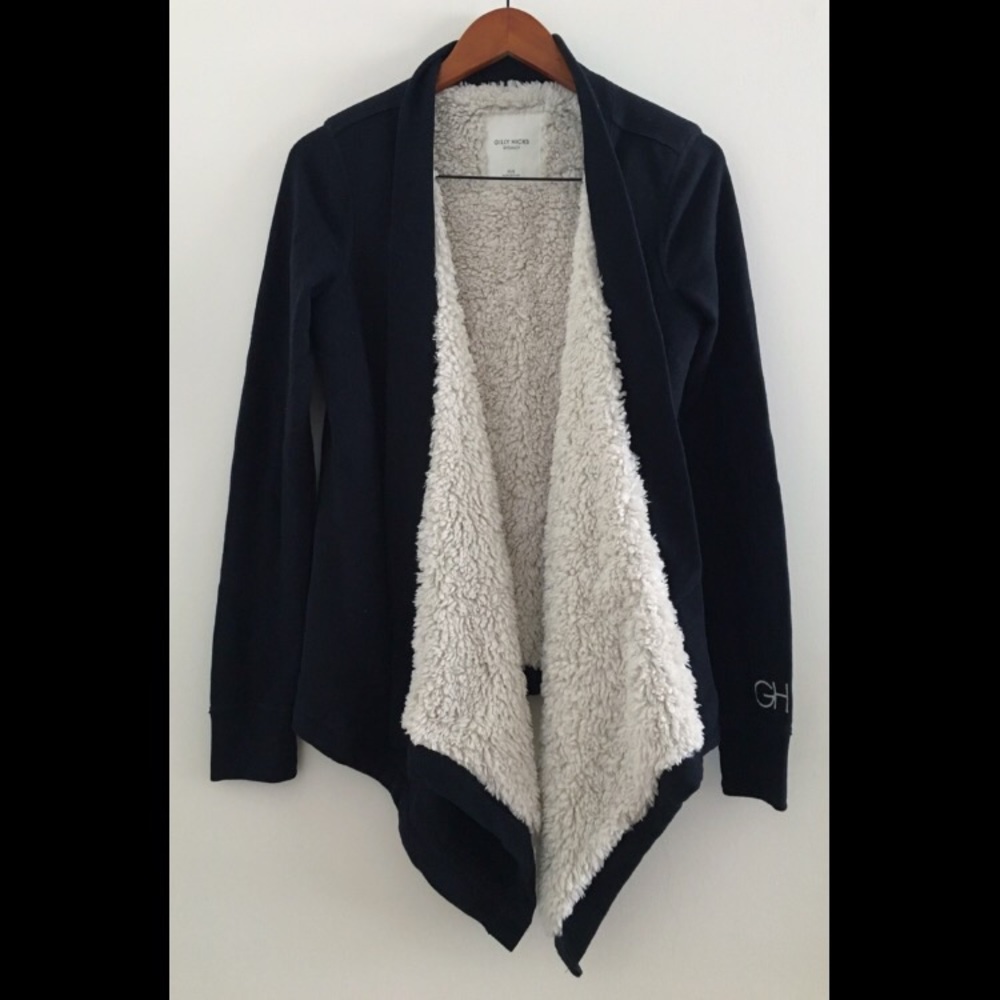 Gilly Hicks Navy Sherpa Lined Blanket Cardigan