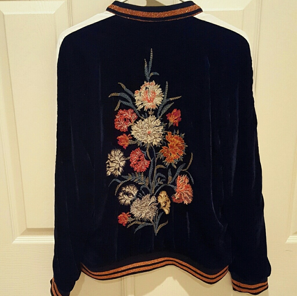 ZARA FLORAL EMBROIDERED BOMBER JACKET
