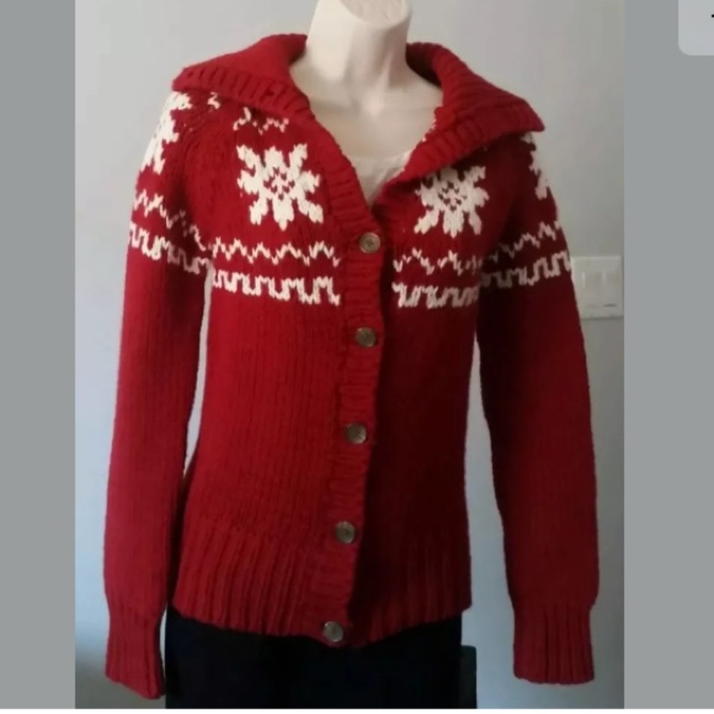 H&M L.O.G.G. fair isle chunky knit cardigan size S