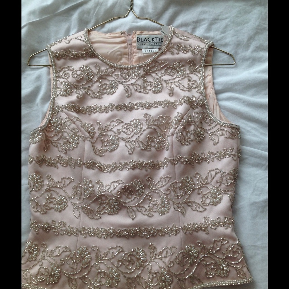 Beaded satin formal top