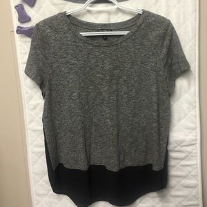 Black and grey short sleeved dress shirt