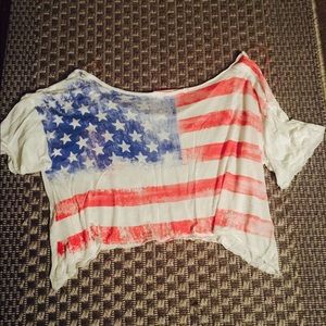American Flag crop tee