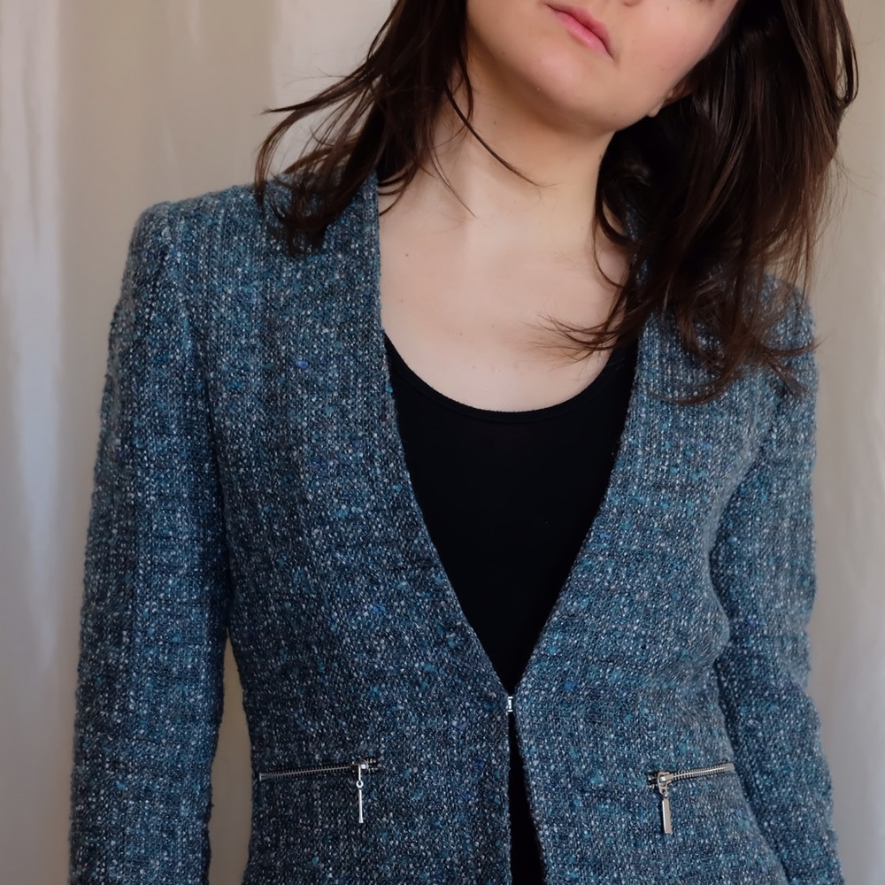 Teal tweed blazer
