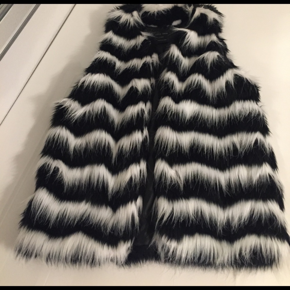 Black & White Faux Fur Vest