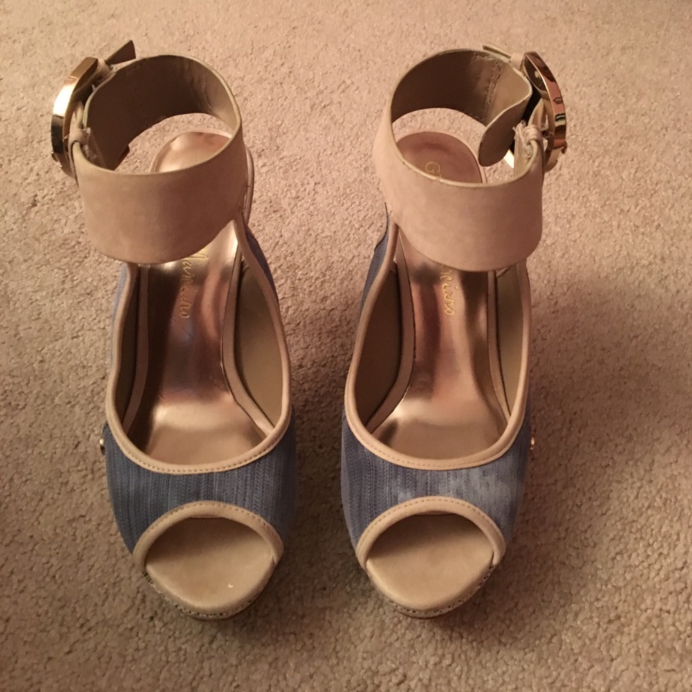 Guess by Marciano denim and leather heels
