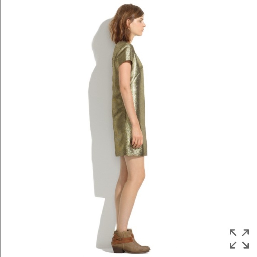 Madewell gold shimmer tshirt dress, sz 0 - Picture 2 of 4