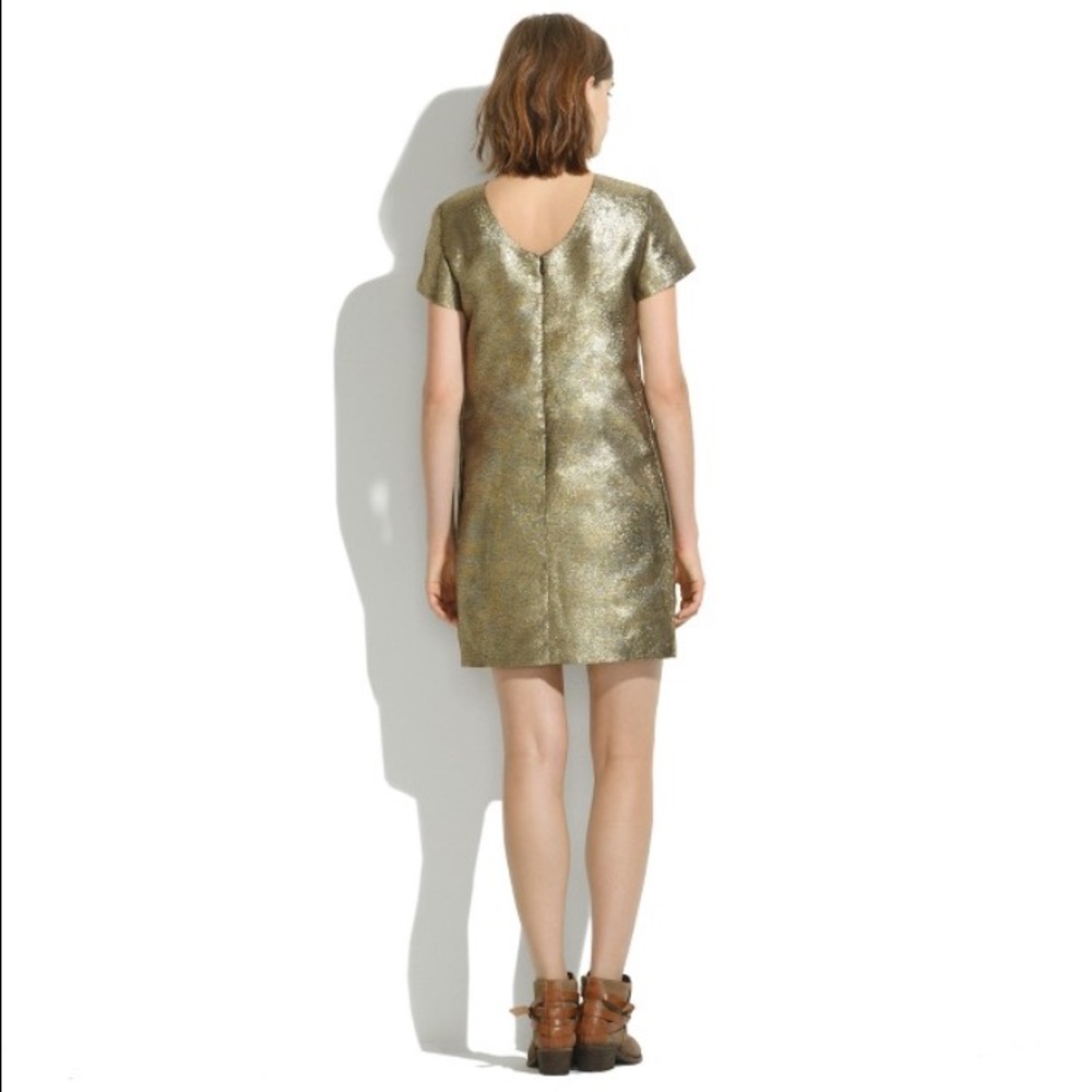 Madewell gold shimmer tshirt dress, sz 0 - Picture 3 of 4