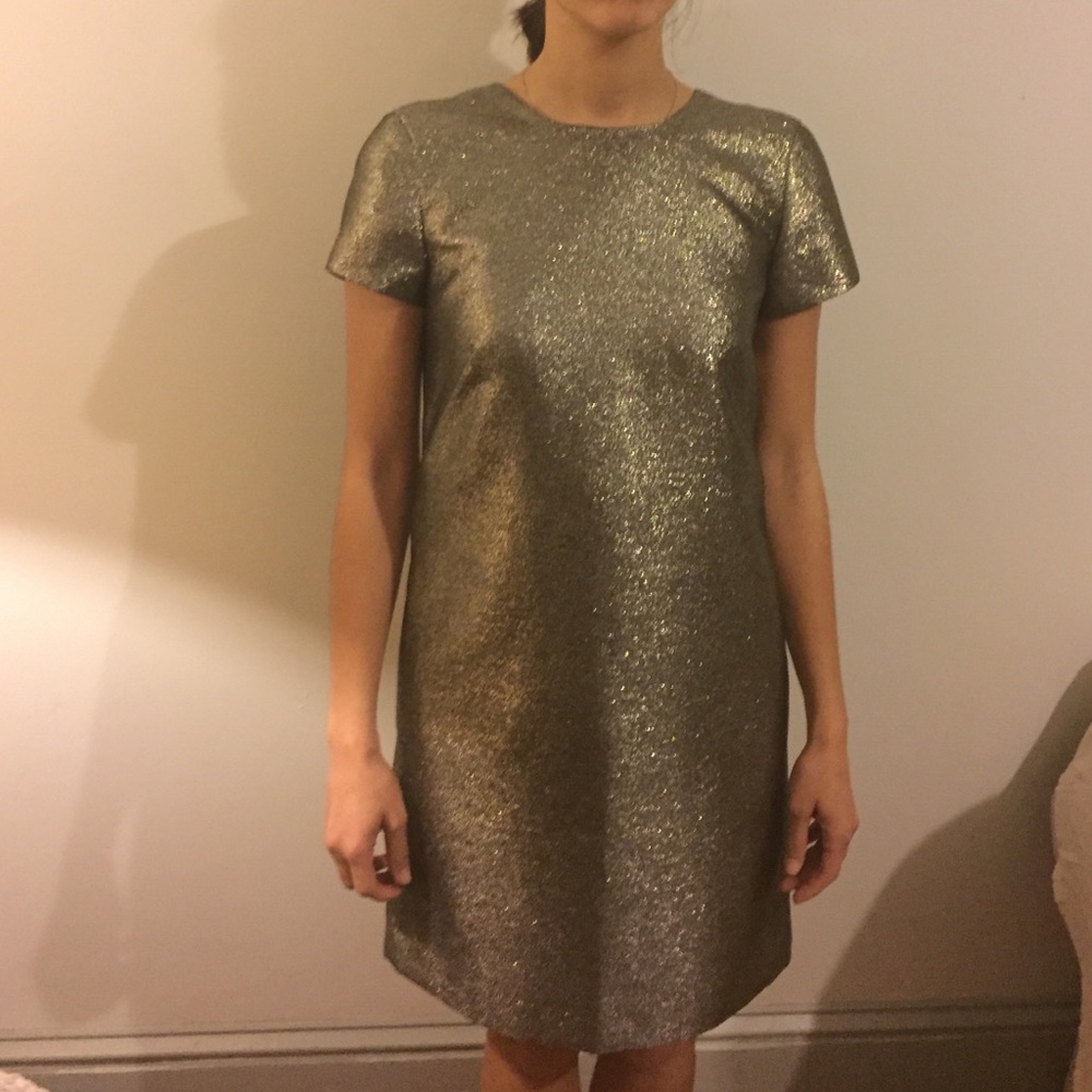 Madewell gold shimmer tshirt dress, sz 0 - Picture 4 of 4