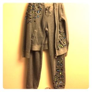JUSTICE velour jump suit jacket and pants size 12