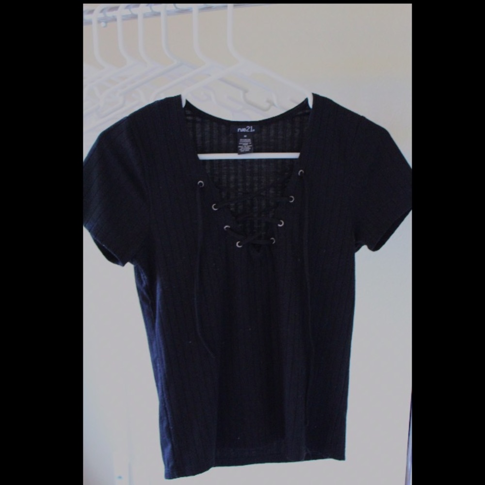 Black lace up top