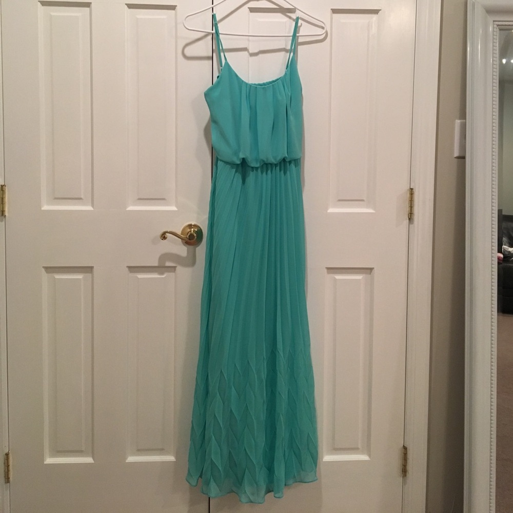 Never worn!  Bisou Bisou aqua chiffon maxi dress
