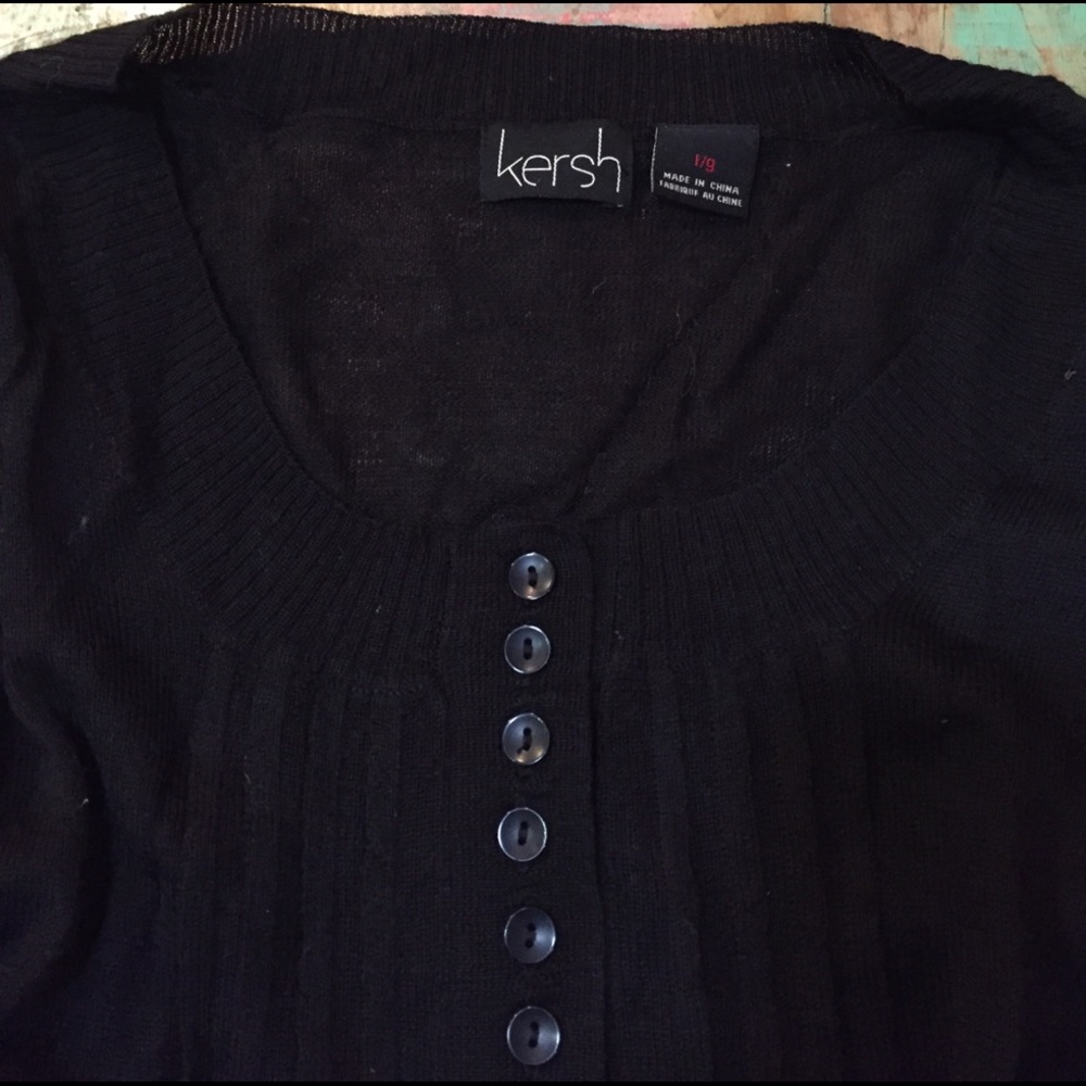 Kersh Large Black Slighly Sheer Blouse