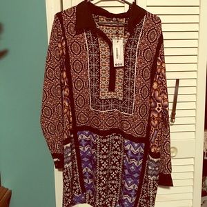 Boohoo Dianne mixed print dress NWT