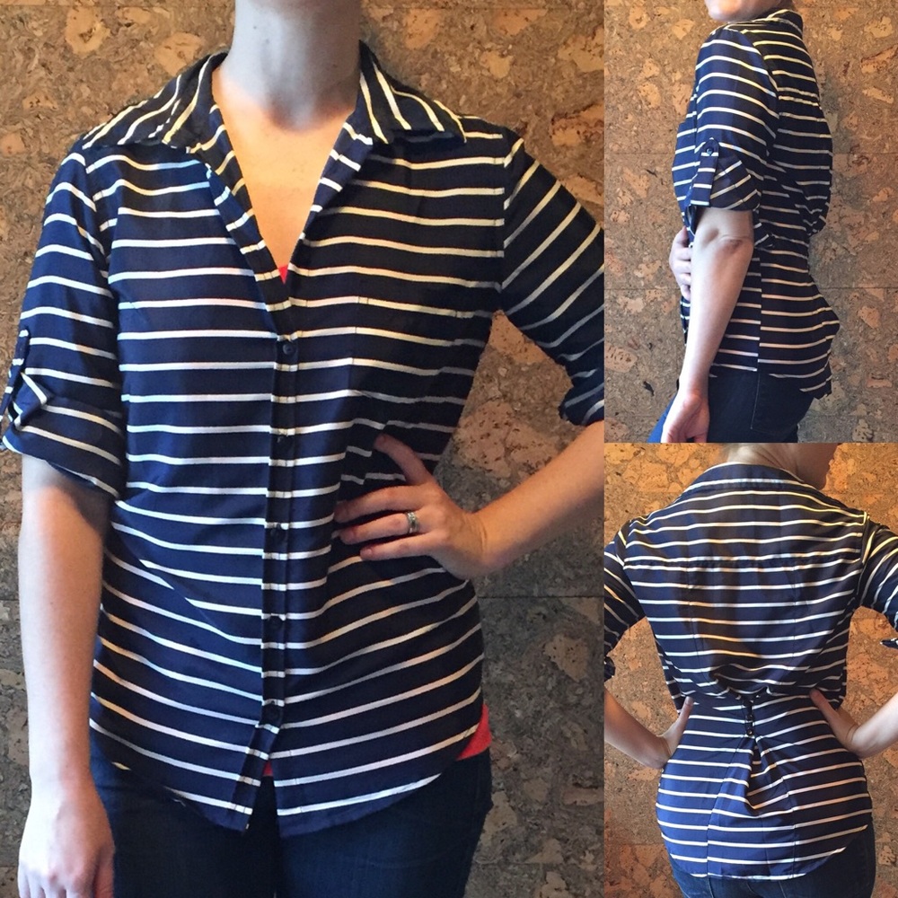 Pretty nautical stripe button up shirt