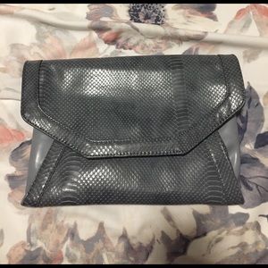 Grey Faux Snakeskin Clutch