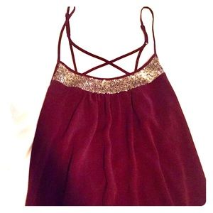 Plum tank with glitter detail