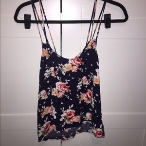 Floral print cross strap tank top