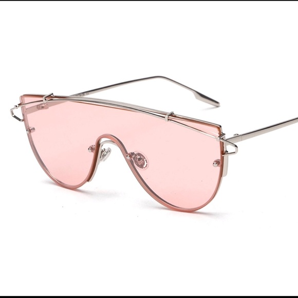 Cara Clear Pink Flat Top Modern Frame Sunglasses - Picture 3 of 5