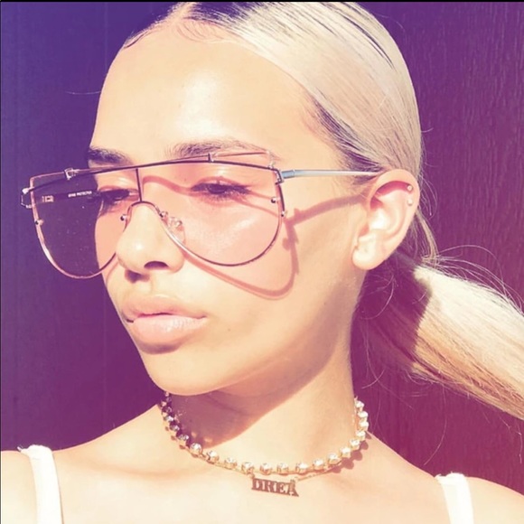 Cara Clear Pink Flat Top Modern Frame Sunglasses - Picture 4 of 5