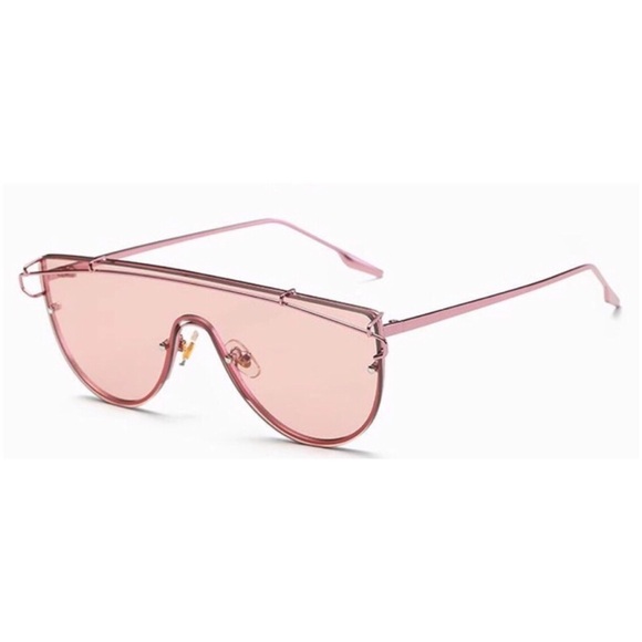 Cara Clear Pink Flat Top Modern Frame Sunglasses - Picture 5 of 5