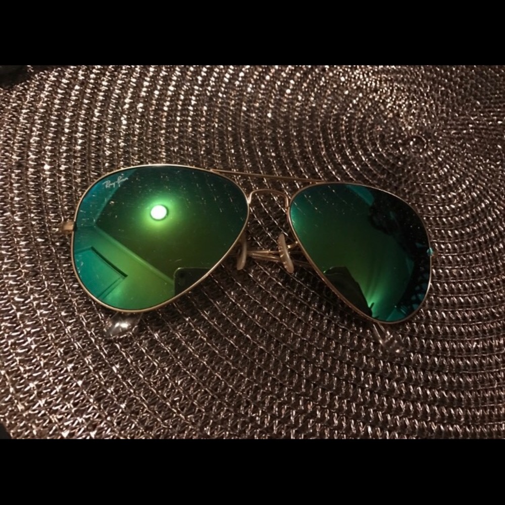 Blue green mirror ray-ban aviators - Picture 2 of 4