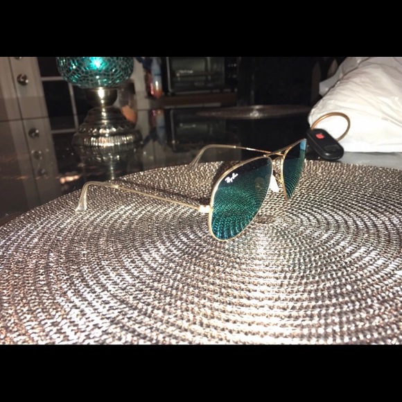Blue green mirror ray-ban aviators - Picture 3 of 4