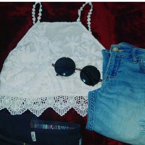 White lace crop top