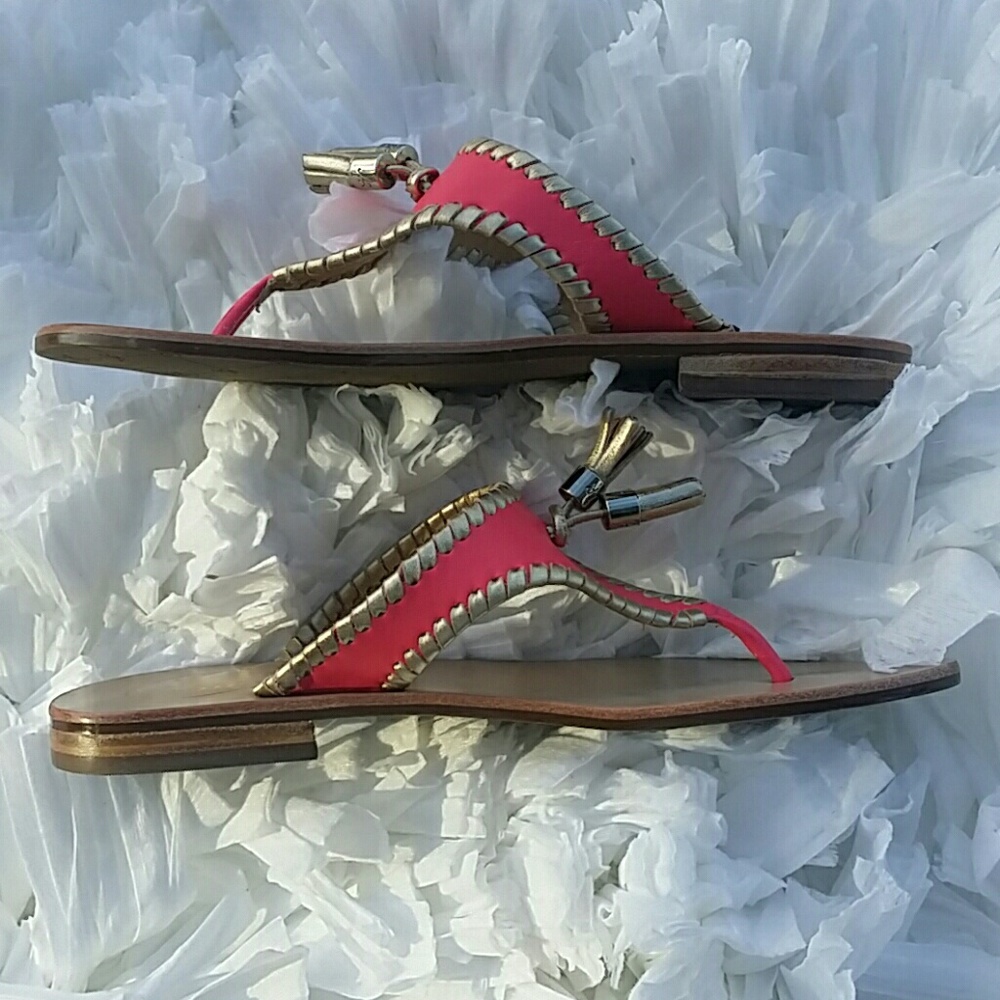 Jack Rogers Alana Pink Gold Tassel Thong Sandals - Picture 4 of 8