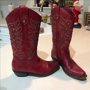 Very Lightly Worn Red Cowboy Boots