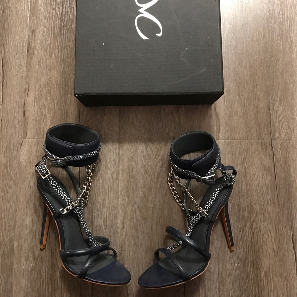 Monika Chiang Domina Chain Cuff Sandals in Navy