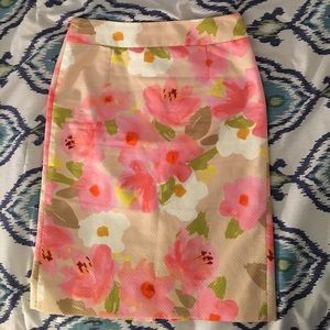 J. Crew Watercolor Floral Pencil Skirt