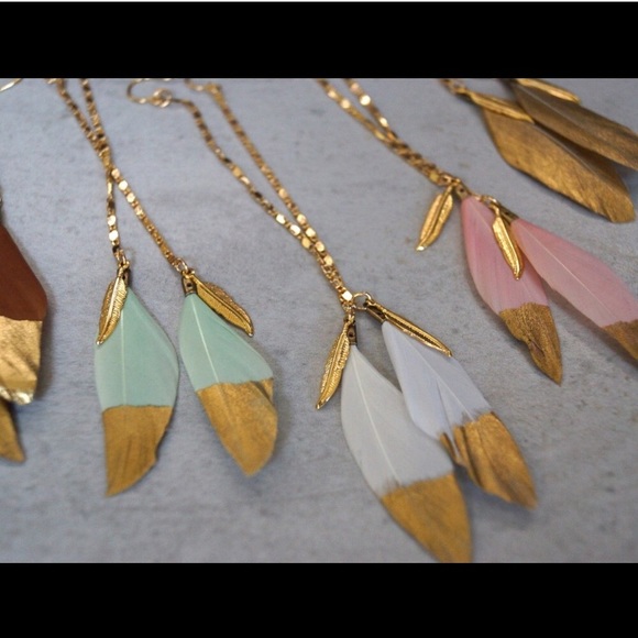Feather Dipped Earrings - Picture 2 of 2