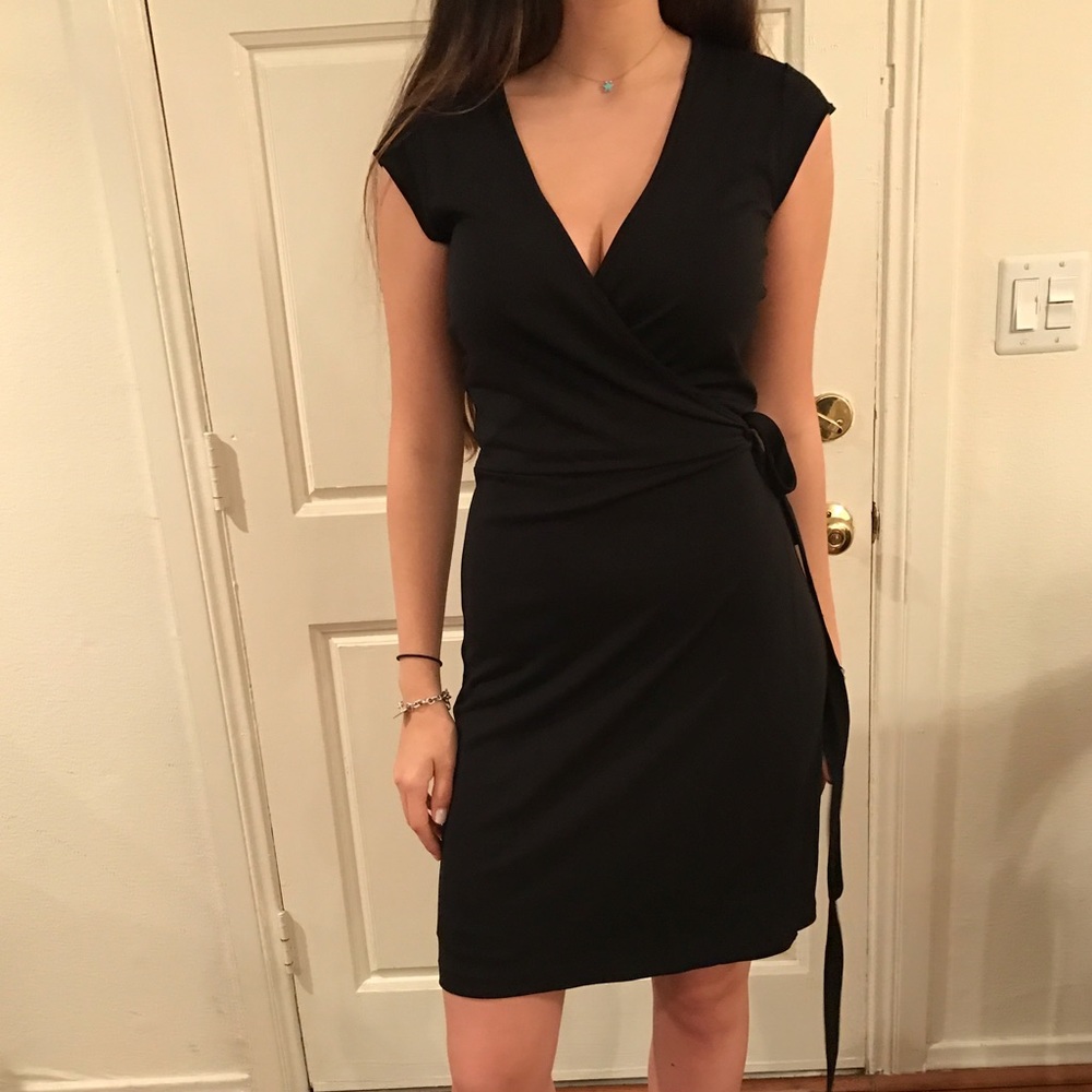 A black jersey dress