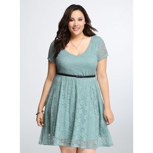 NEVER WORN Torrid Blue Lace Skater Dress with Belt