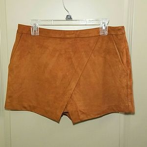 Brown suede skort