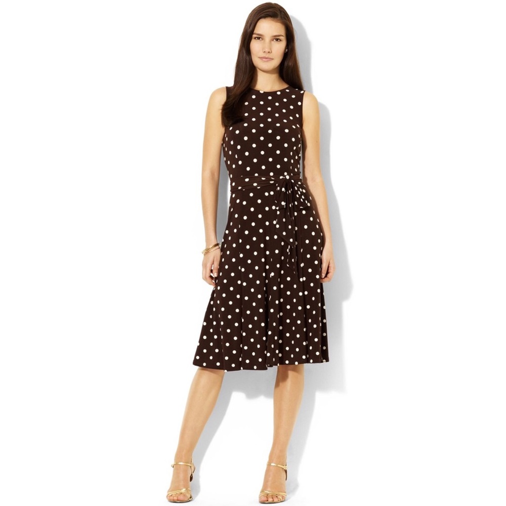 Lauren by Ralph Lauren Brown Polka Dot Dress