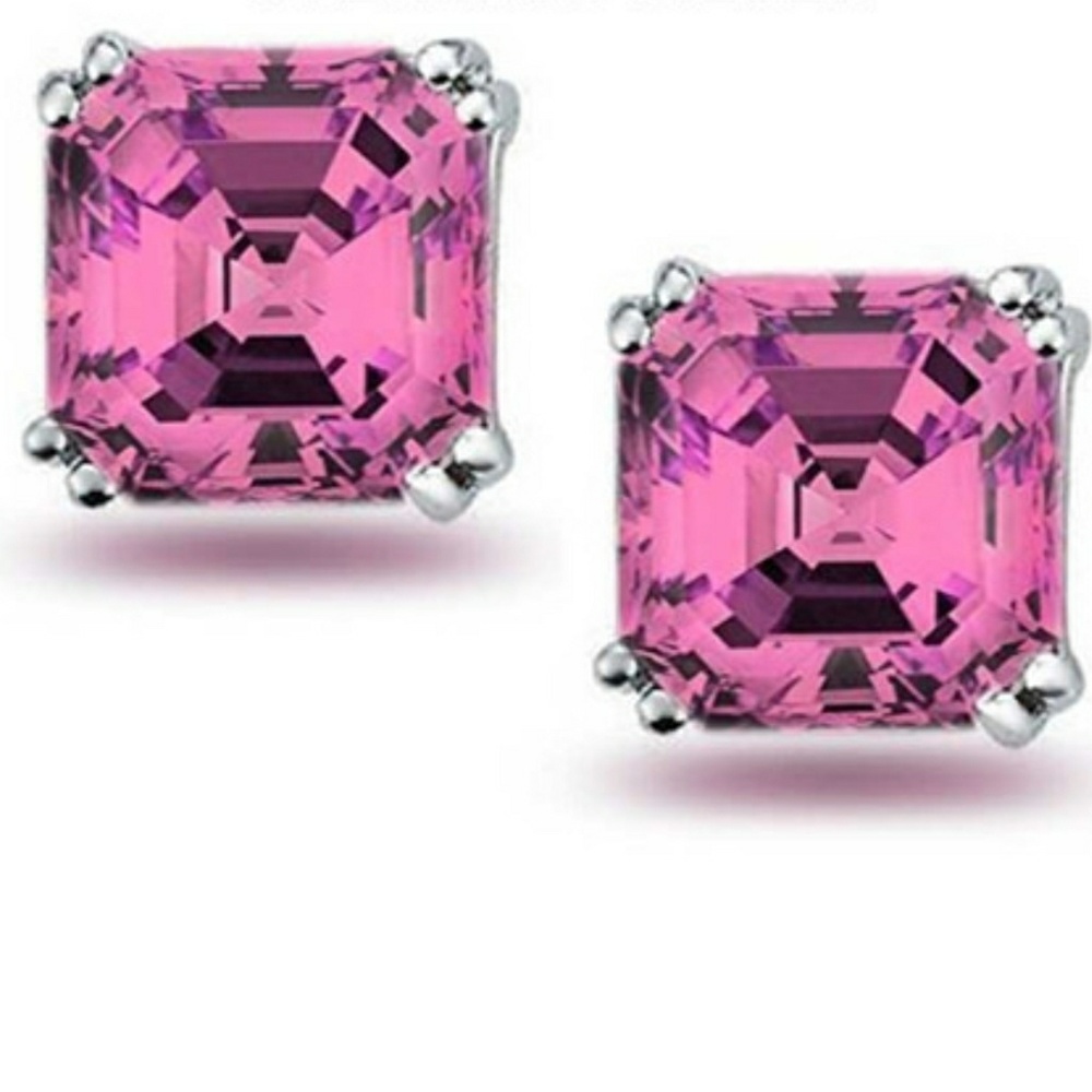 💖PINK SAPPHIRE AND STERLING SILVER EARRINGS